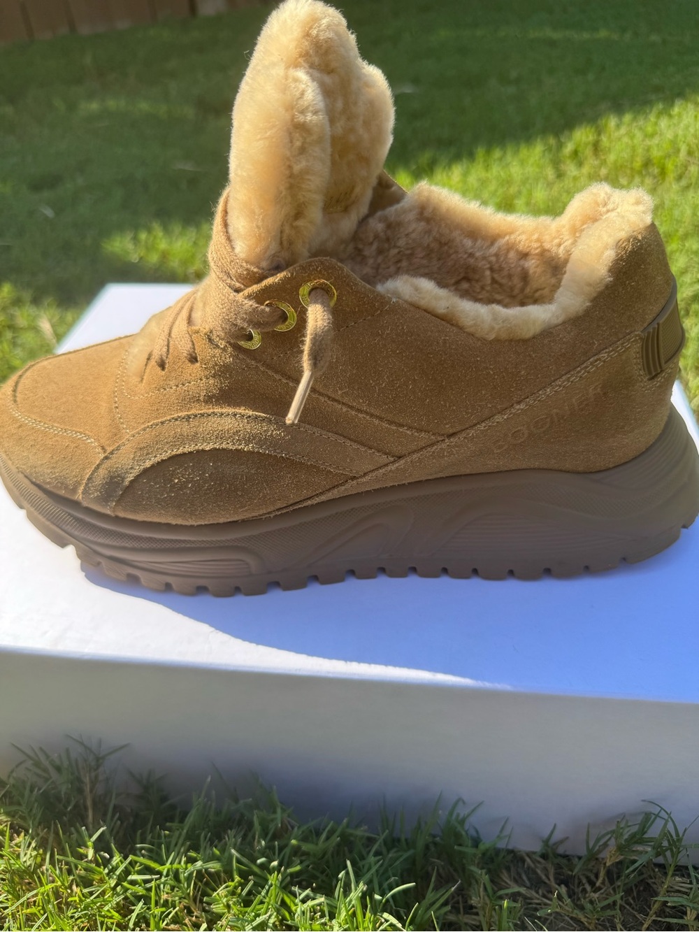 Bogner Malaga Brown Fur-Lined Suede Shearling-Lined Chunky Sneakers EU 42 - Picture 16 of 17